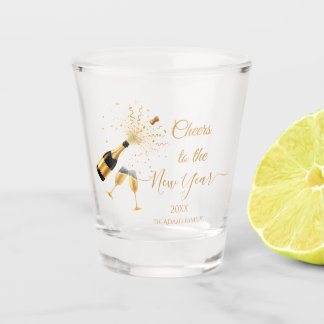 Gold Champagne Cheers New Year Shot Glass