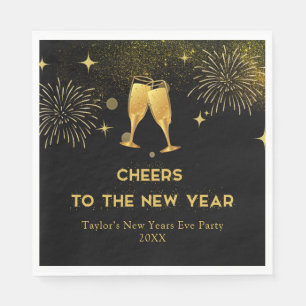 Gold Champagne Cheers New Years Eve Party Napkins