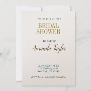 Gold & Champagne Color Minimalist Bridal Shower Invitation