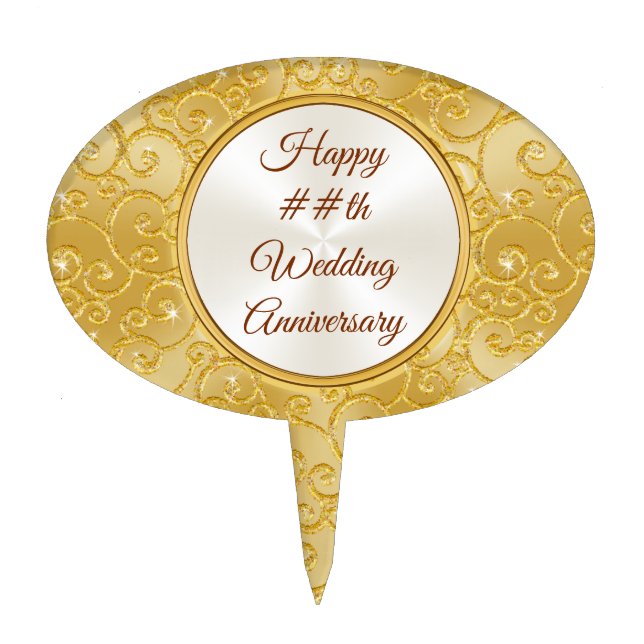 Gold & Champagne Colored Personalized Cake Topper (Front)