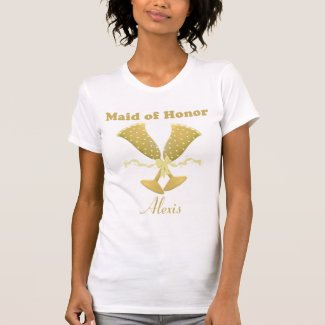 Gold Champagne Flutes Personalized Maid of Honor T-Shirt