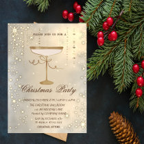 Gold Champagne Glass Sparkle Confetti Party  Invitation