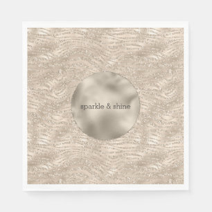 Gold Champagne Glitter Zebra Print glam Napkins