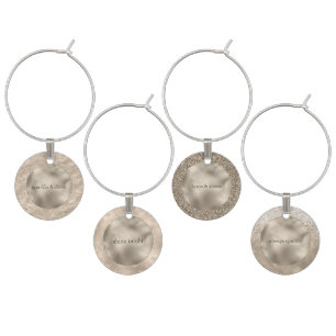 Gold Champagne Glitter Zebra Print glam Wine Charm