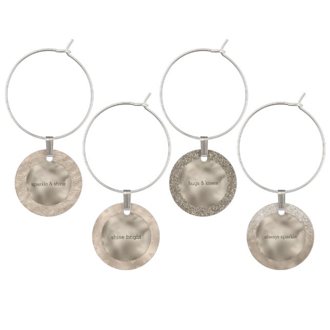 Gold Champagne Glitter Zebra Print glam Wine Charm (Staggered)