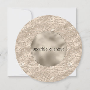 Gold Champagne Glitter Zebra Print Holiday Card
