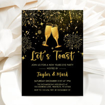 Gold Champagne Let's Toast New Years Party Invitation