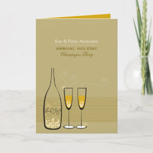 Gold Champagne New Year Elegant Chic Holiday Party Invitation
