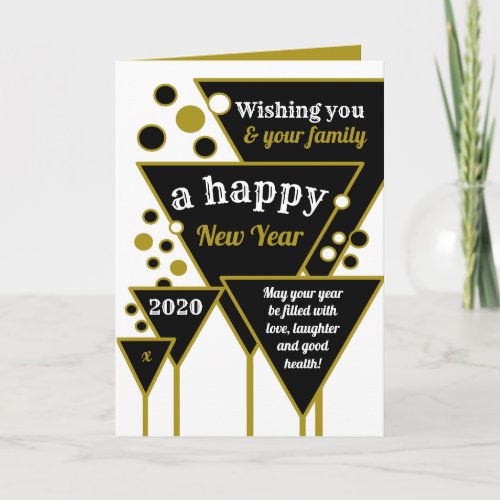 Gold Champagne New Year Greeting Card