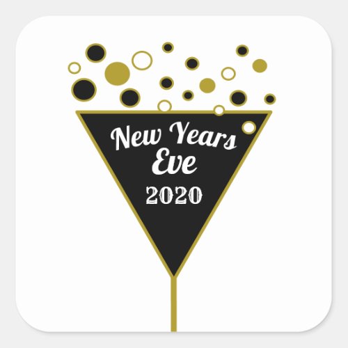 Gold Champagne New Years Eve Square Sticker