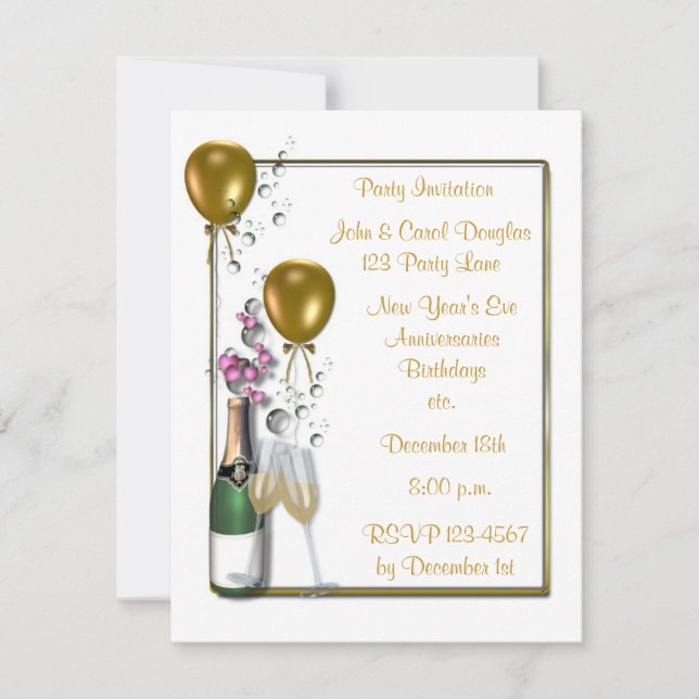 Gold Champagne Party Invitation (Front)