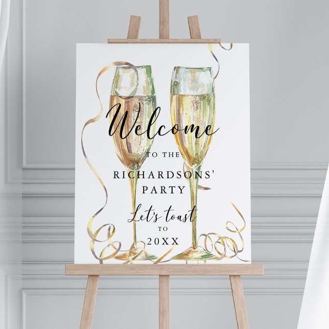 Gold Champagne Party Welcome Sign (Creator Uploaded)