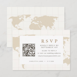 Gold Champagne QR Code Wedding Website RSVP Card
