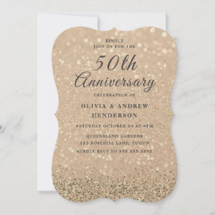Gold Champagne Shimmer 50th Wedding Anniversary Invitation