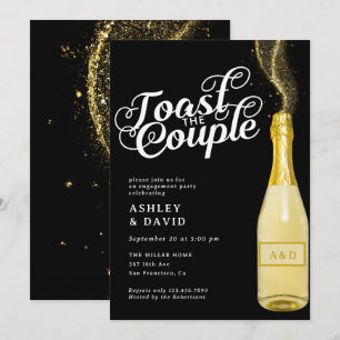 Gold Champagne Toast Engagement Party Invitat Invitation