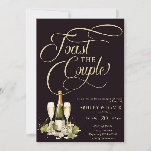 Gold Champagne  Toast  Engagement Party  Invitation