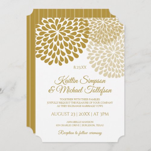 Gold  Champagne Wedding Invitations  Floral