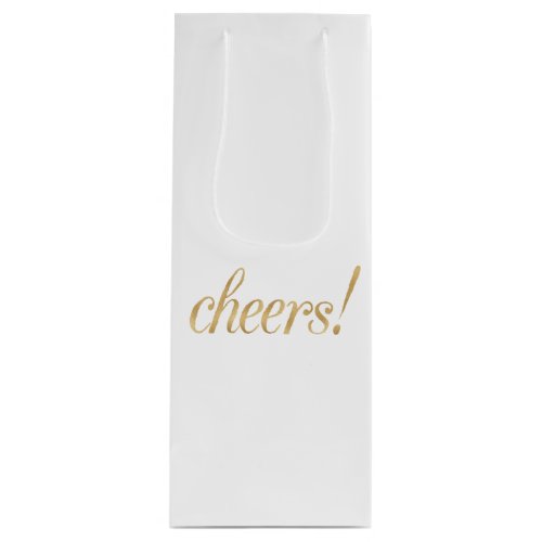 Gold champagnewine gift bag cheers foil font wine gift bag