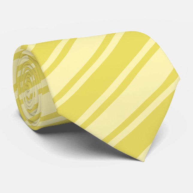 Gold Champagne Yellow Diagonal Stripe Mens Neck Tie (Rolled)