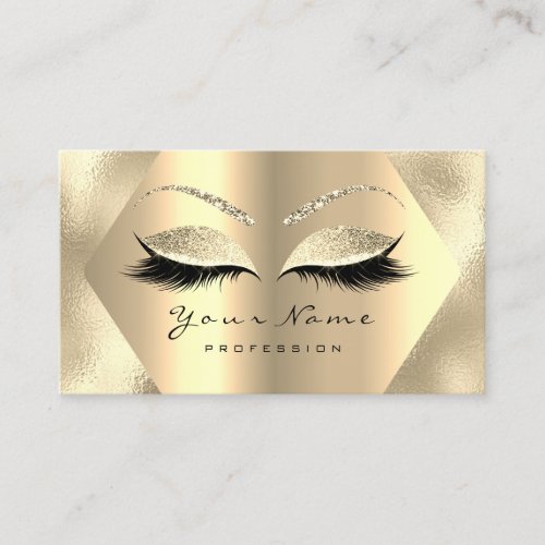 Gold Champaign Glitter Makeup Artist Lashes Metal Business Card