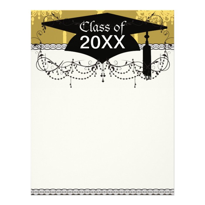 gold chandelier damask pattern  graduation letterhead template