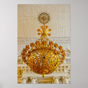 Gold Chandelier, Hermitage Museum, Russia Poster