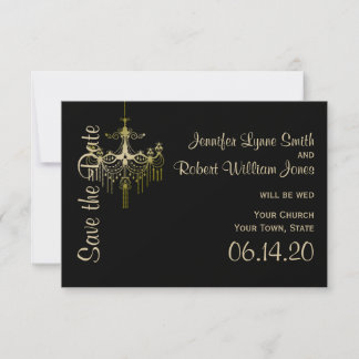 Gold Chandelier Posh Wedding Save the Date