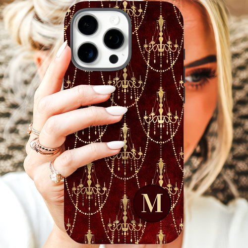 Gold Chandelier Red Monogram Iphone 16 Pro Max Case