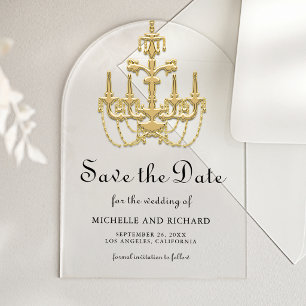 Gold Chandelier Wedding Save the Date