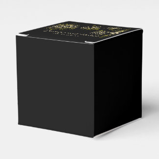 Gold Chandeliers on Black Posh Wedding Favor Box
