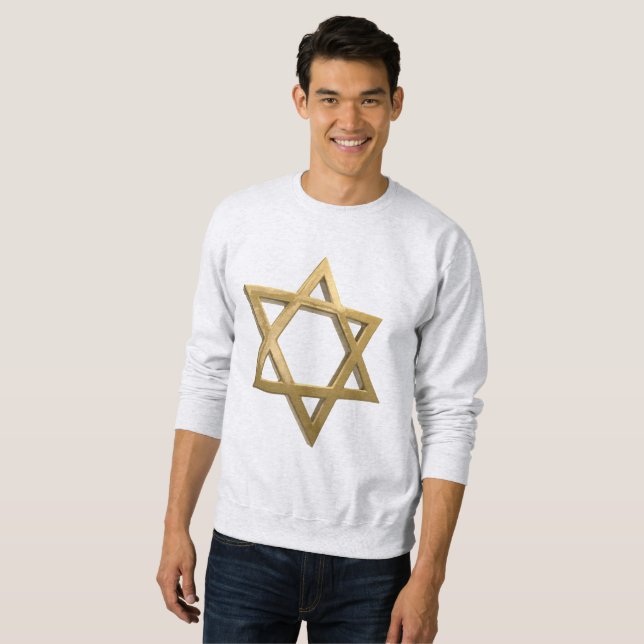 gold chanukkah star of david mens sweatshirt (Front Full)
