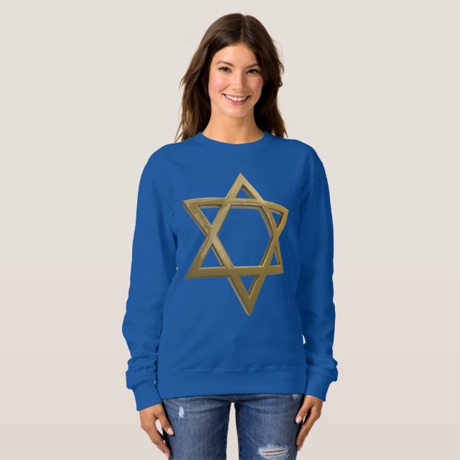 gold chanukkah star of david womens sweatshirt (Front Full)