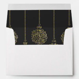 Gold & Charcoal Ornaments Elegant Holiday Party Envelope