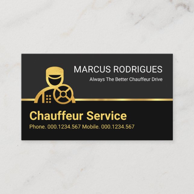 Gold Chauffeur Driver Border Business Card (Front)