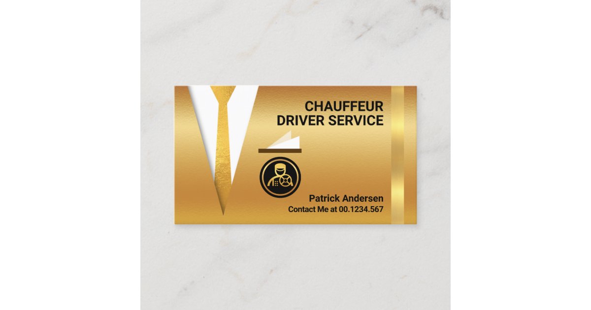 Gold Chauffeur Suit Driving Business Card | Zazzle