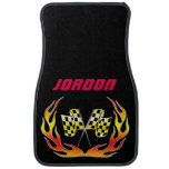 Gold Checkered Flag And Flames Car Floor Mat at Zazzle