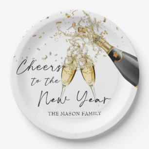 Gold Cheer to the New Year Party Paper Plates