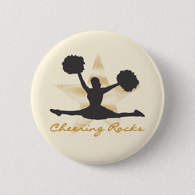 Gold Cheering Rocks T-shirts and Gifts Button (Front)