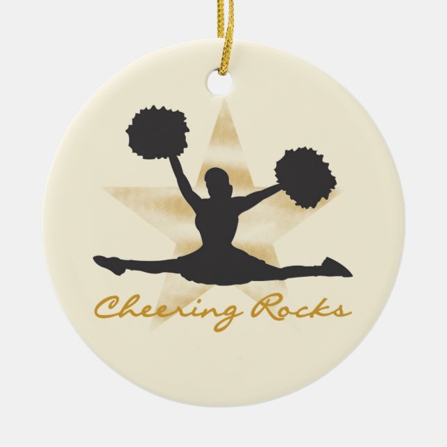 Gold Cheering Rocks T-shirts and Gifts Ceramic Ornament (Front)