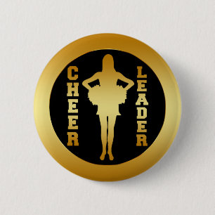 GOLD CHEERLEADER PINBACK BUTTON