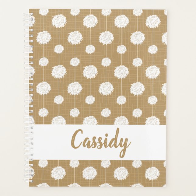 Gold Cheerleader Pom Pom Pattern Planner (Front)