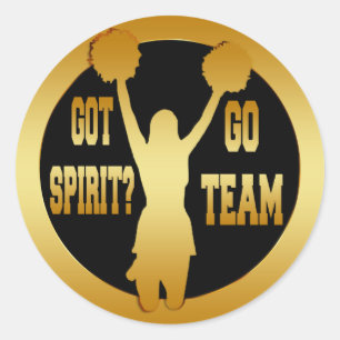 GOLD CHEERLEADER SPIRIT CLASSIC ROUND STICKER