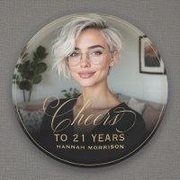 Gold Cheers to 21 Years Custom Photo Birthday