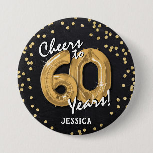 Gold Cheers to 60 Years' 60th Birthday Button