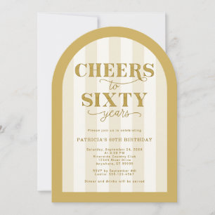 Gold Cheers to 60 Years 60th Birthday Invitation