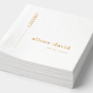 Gold CHEERS typography minimalist wedding Foil Napkins