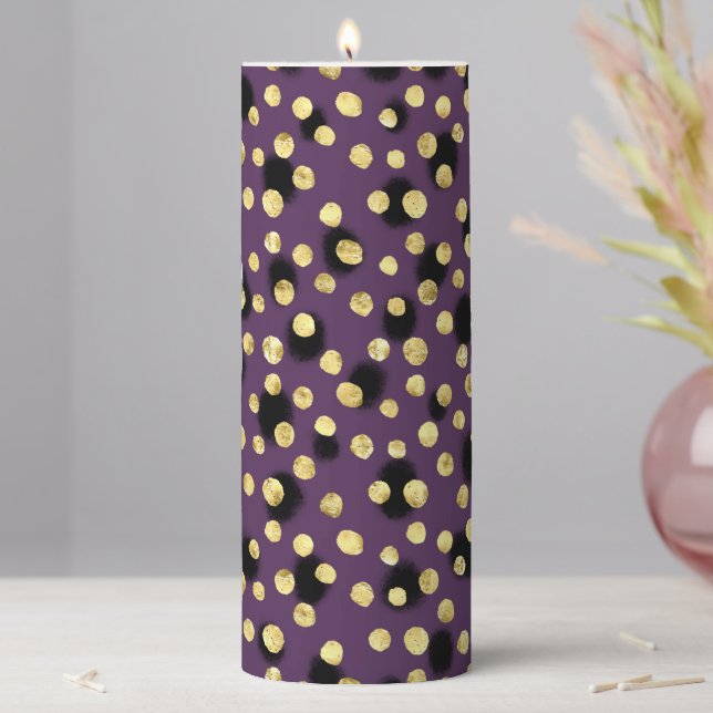 Gold Cheetah Pillar Candle (In Situ)