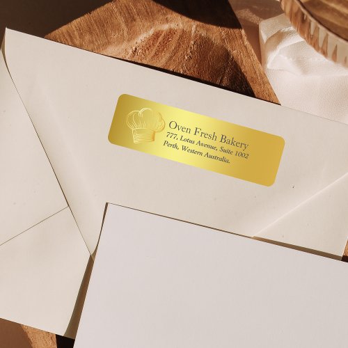 Gold Chef Hat Bakery Return Address Label