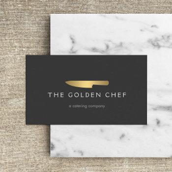 Gold Chef Knife Logo 2 For Catering  Restaurant Business Card by 1201am at Zazzle