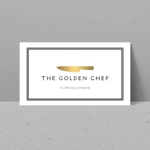 Gold Chef's Knife Logo for Catering, Restaurant Business Card